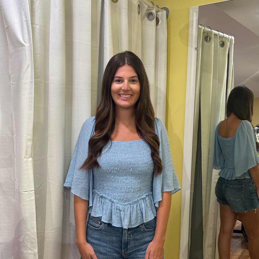 Mittoshop Light Blue Smocked Blouse